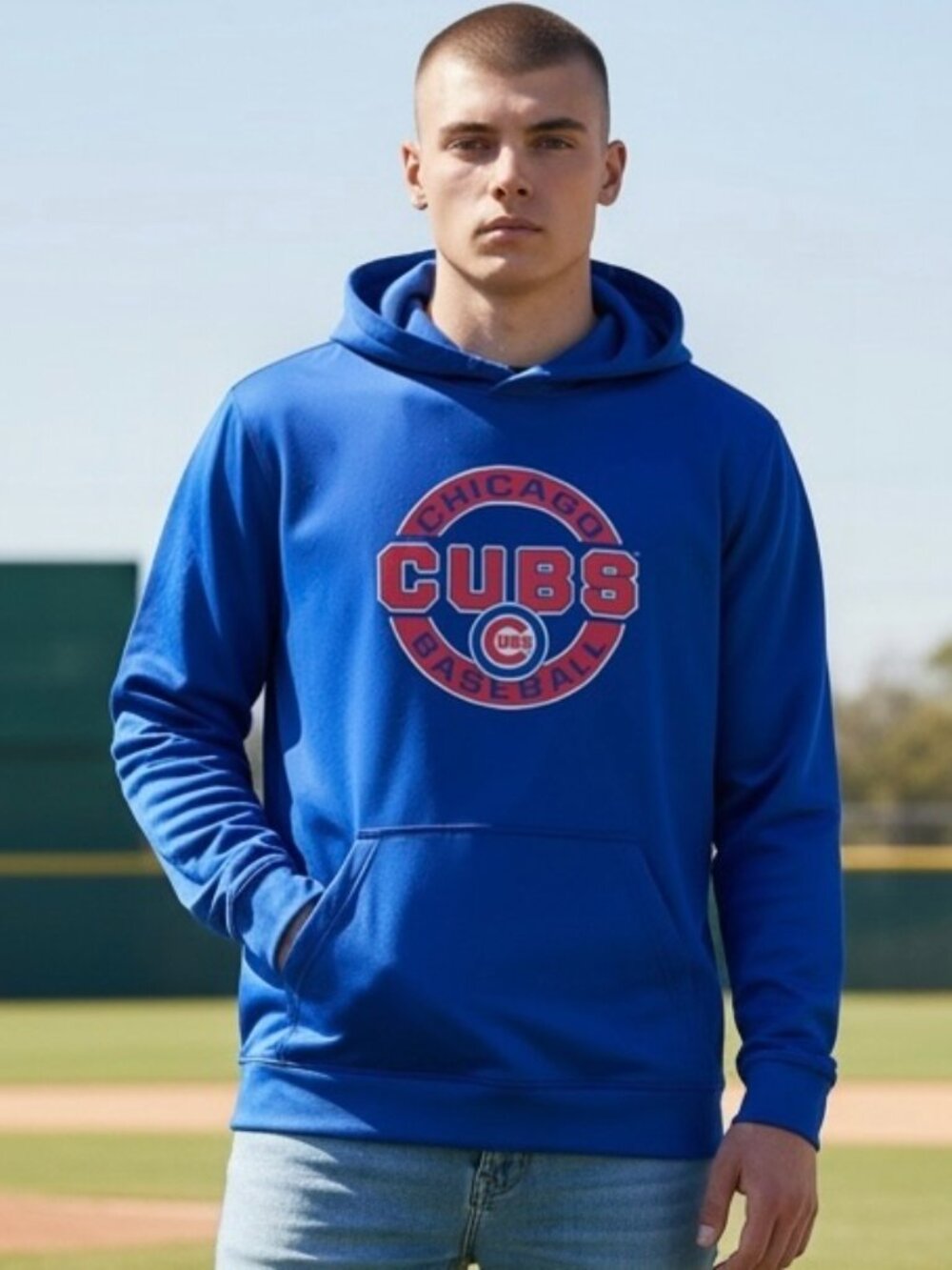 New Chicago Cubs Baseball MLB Hoodie Youth Boys XL 18/20 Blue Cubbies Sweatshirt